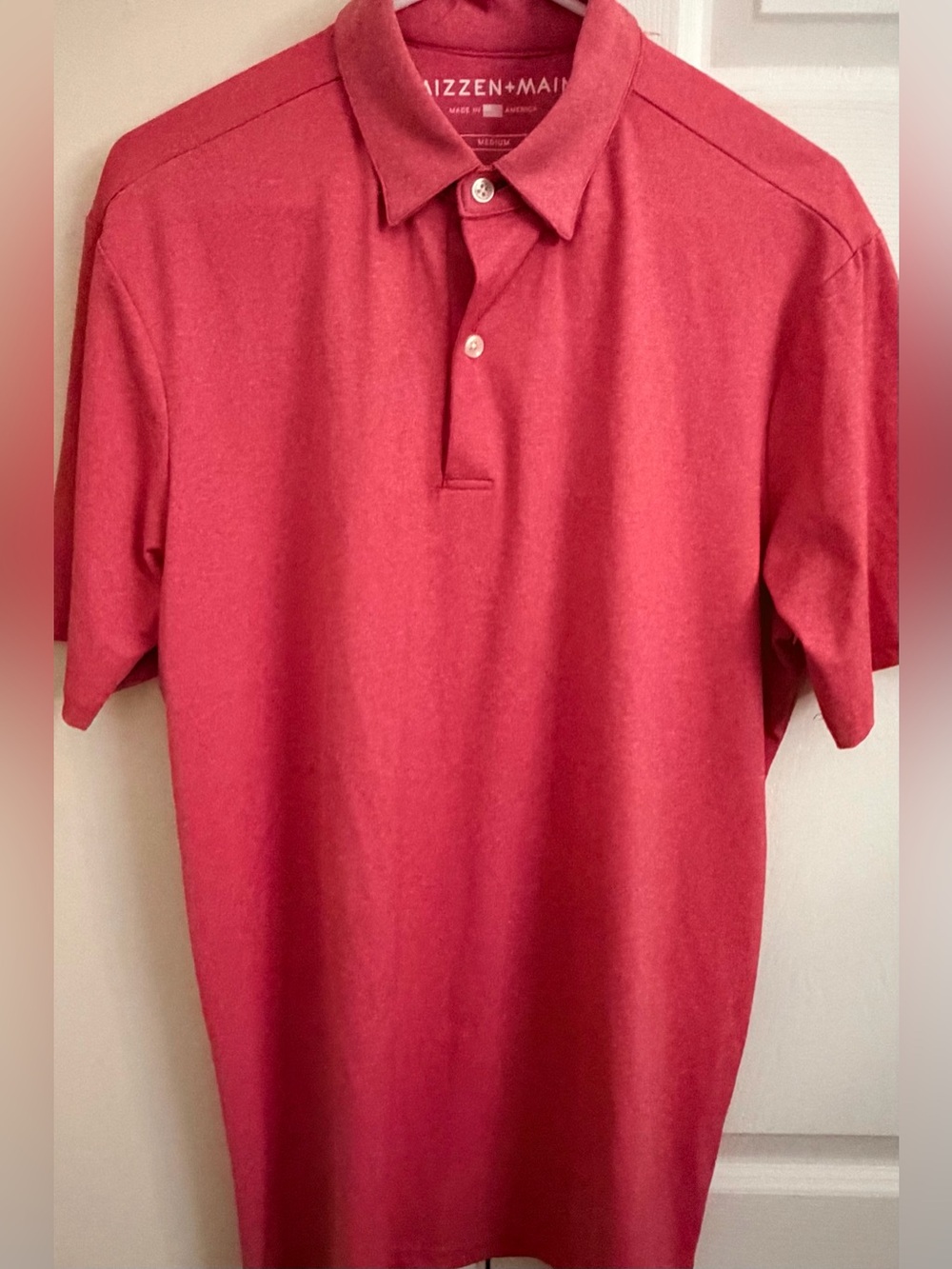 Mizzen + Main Made in USA Salmon Color Men’s M Short Sleeve Polo Shirt
